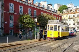 Yellow tram in Lisbon
